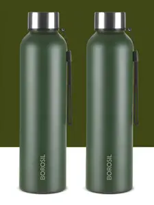 BOROSIL laguna Green 2 Piece Stainless Steel Solid Water Bottle