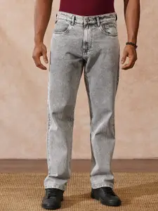 WROGN Men Comfort Straight Fit Mid-Rise Heavy Fade Cotton Jeans