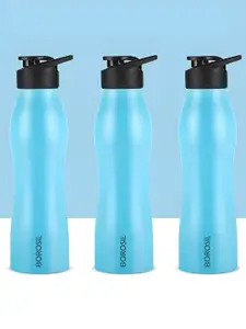 BOROSIL Blue & Black 3 Piece Stainless Steel Solid Water Bottle