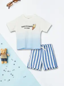 max Boys Typography Printed Round Neck Pure Cotton T-shirt With Shorts