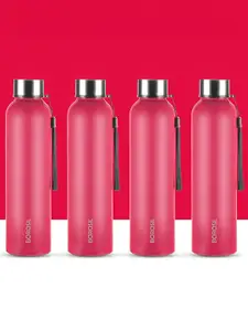 BOROSIL Laguna Red 4 Pieces Stainless Steel Water Bottle
