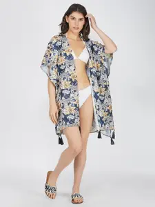 SZN Women Printed Tasselled Shrug