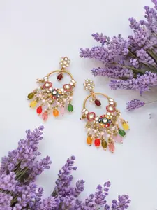 Anouk Gold-Plated Artificial Studded and Beaded Contemporary Chandbalis