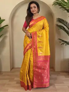DEVATITHI Women Woven Design Zari Silk Blend Saree