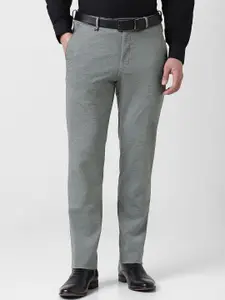 Van Heusen Men Solid Slim Fit Mid-Rise Flat-Front Regular Formal Trousers