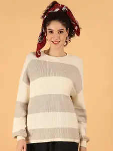 NoBarr Striped Round Neck Pullover