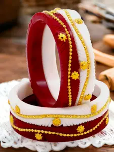 JILL FASHION Set Of 4 Gold-Plated Shakha PolaBangles