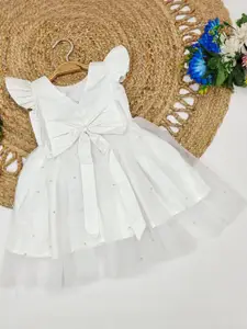 Shoryam Fashion Cape Sleeve Net A-Line Dress