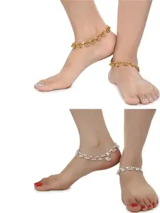 WomenSky Pack of 4 Alloy Anklet