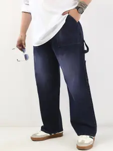Urbano Plus Men Dark Blue Loose Baggy Fit Carpenter Cargo Jeans