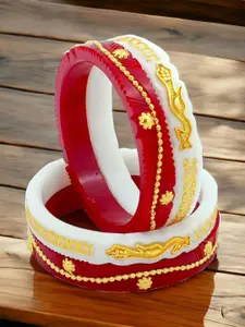 JILL FASHION Set Of 4 Gold-Plated Shakha PolaBangles