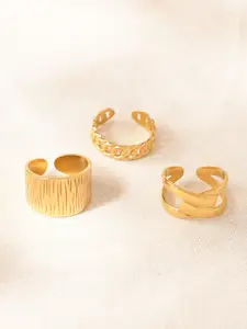 Niska Set Of 3 Gold-Plated Adjustable Finger Ring