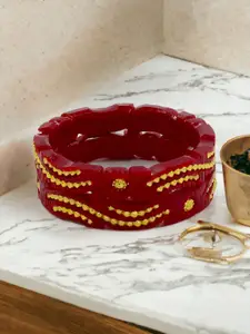 JILL FASHION Set Of 2 Gold-Plated Shakha Pola Bangles