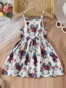 INCLUD Girls Floral Print Fit & Flare Knee Length Dress