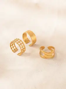 Niska Set Of 3 Gold-Plated Adjustable Finger Ring