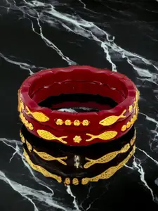 JILL FASHION Set Of 2 Gold-Plated Shakha PolaBangles