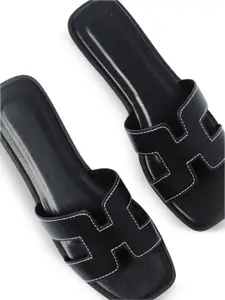 ADIVER Women Slip-On Open Toe Flats