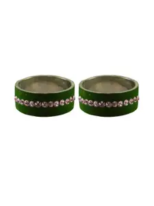 Vidhya Kangan Dark Green Stone Stud Brass Bangle