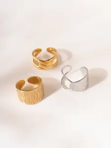 Niska Set Of 3 Gold-Plated Adjustable Finger Ring