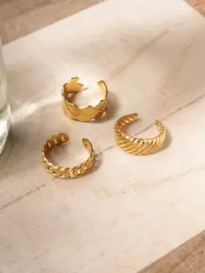 Niska Set Of 3 Gold-Plated Adjustable Finger Ring