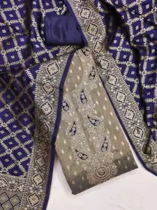 KALINI Grey Simmer Silk Sequence Work Unstitched Dress Material