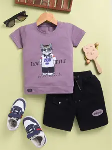 Toonyport Boys Printed Pure Cotton T-shirt with Shorts