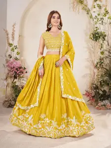 SHOPGARB Embroidered Semi-Stitched Lehenga & Unstitched Blouse With Dupatta
