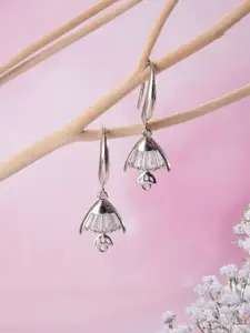 Jazz and Sizzle Rhodium-Plated Crystals Studded Animal Shaped Drop Earrings