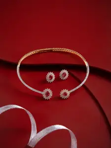 Kushal's Fashion Jewellery Gold-Plated Zircon Stone Studded Necklace