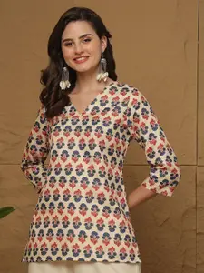 Anouk Rustic Ethnic Motifs Printed V-Neck Kurti
