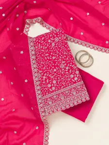 Koskii Floral Embroidered Sequinned Georgette Unstitched Dress Material