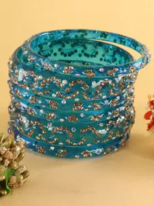 LAVAZZA Set Of 6 Crystal & Zircon-Studded Antique Bangles