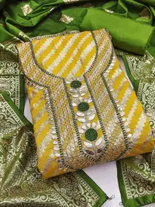 Peachmode  Mustard Woven Design Unstitched Dress Material