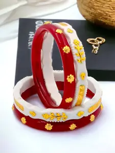 JILL FASHION Set Of 4 Gold-Plated Shakha PolaBangles