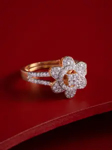 Kushal's Fashion Jewellery White Gold-Plated Party Zircon Finger Ring