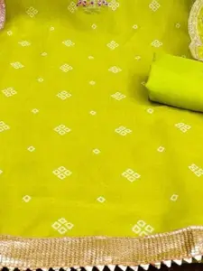 KALINI Green Chanderi Cotton Digital Print With Coding Work Unstitched Dress Material