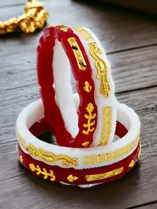 JILL FASHION Set Of 4 Gold-Plated Shakha PolaBangles