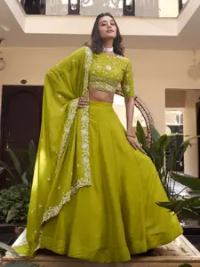 LOOKNBOOK ART Embellished Ready to Wear Lehenga & Unstitched Blouse With Dupatta