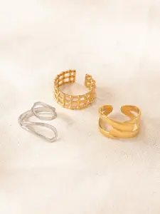 Niska Set Of 3 Gold-Plated Adjustable Finger Ring