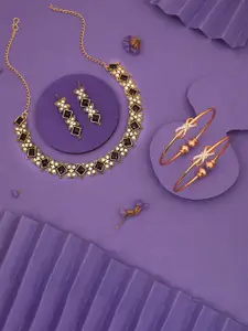 Anouk Gold-Plated Bangle & Necklace Set