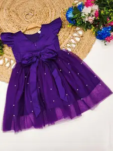 Shoryam Fashion Cape Sleeve Net A-Line Dress