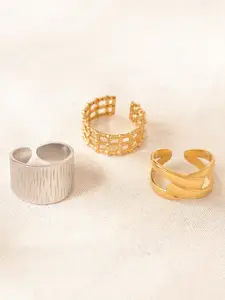 Niska Set Of 3 Gold-Plated Adjustable Finger Ring