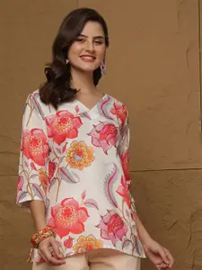 Anouk Rustic Ethnic Motifs Printed V-Neck Kurti