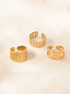 Niska Set Of 3 Gold-Plated Adjustable Finger Ring