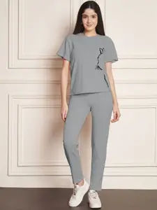 DTR FASHION Printed T-Shirt With Trousers Co-Ords