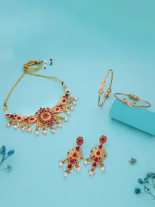 Anouk Gold-Plated Bangle & Necklace Set