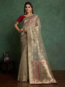 Sangria Woven Design Traditional Wear Saree With Matching Blouse
