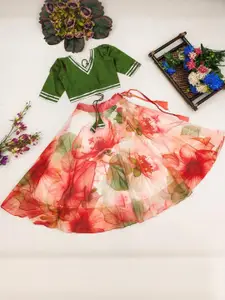 Shoryam Fashion Girls Poly Georgette Ready to Wear Lehenga Choli