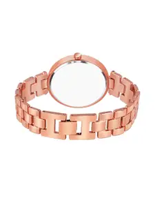 SZN Women Silver Dial & Rose Gold Stainless Steel Straps Analogue Watch