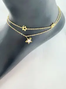 Piu Jewels Gold-Plated Artificial Beads Anklet